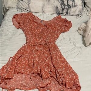 Xhilaration Terracotta Floral Wrap Dress
